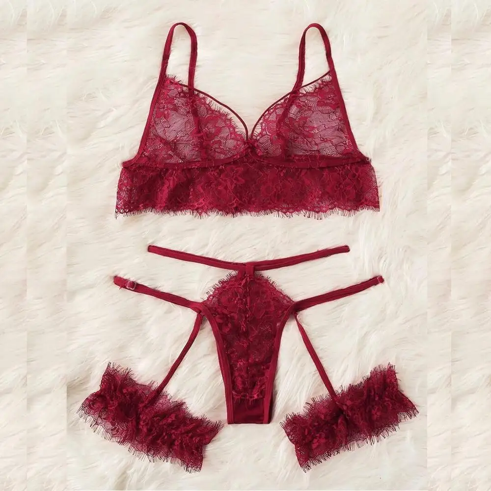 MIARHB 2 шт модный сексуальный женский бюстгальтер ресницы кружева подвязка v-образный вырез нижнее белье-комбинация женское летнее бесшовное сексуальное женское белье