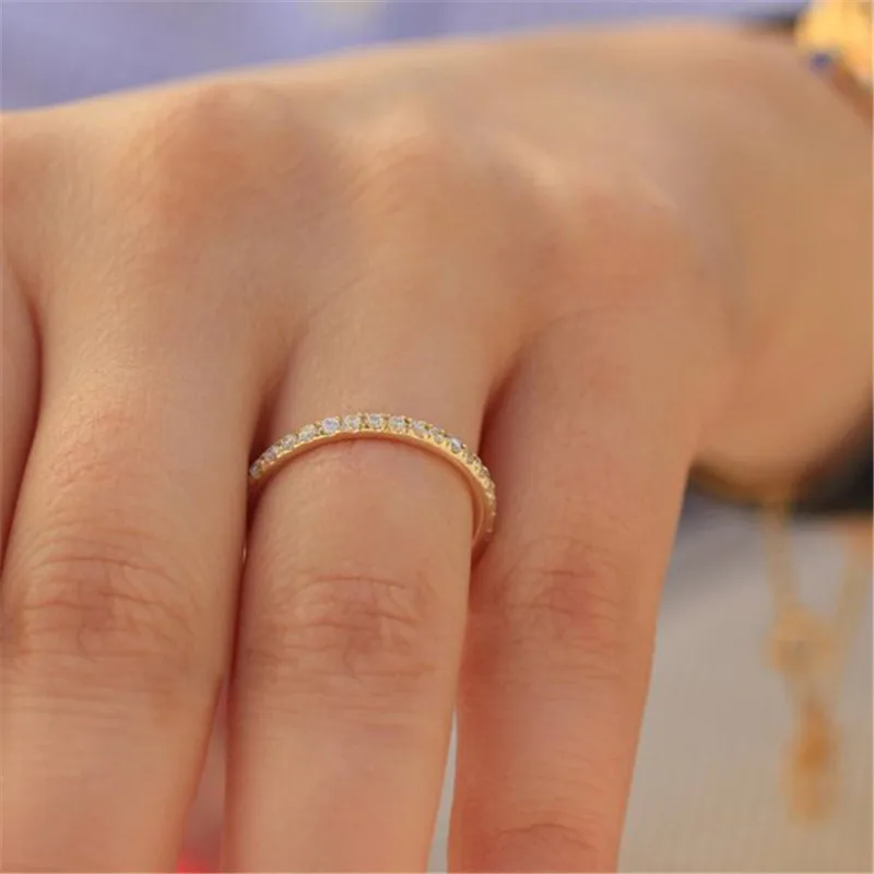 Vagzeb высокое качество серебро/золото/розовое золото цвет обручальное кольцо для пары для женщин однорядные CZ Камень Обручальное кольцо