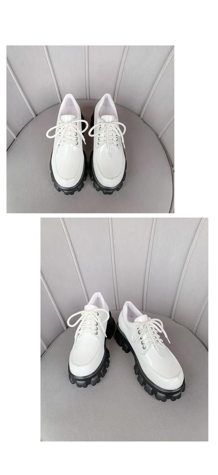 hot sale trendy women platform patent leather oxford laced up casual shoes plus size winter preppy young chic plush lining