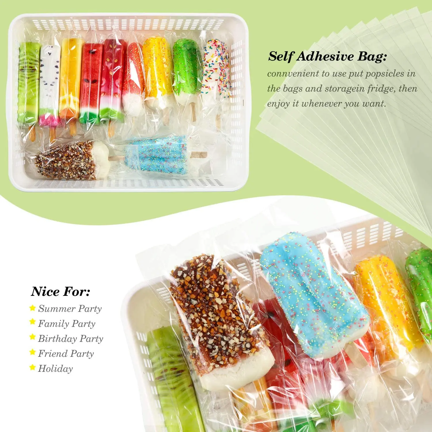 Popsicle Sticks and Pop Bags Set 300 Pcs
