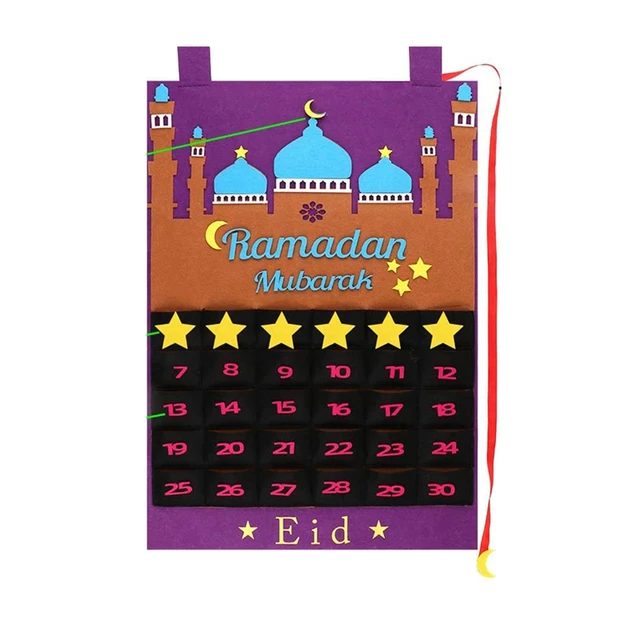 Calendrier de l'avent en feutre suspendu Eid Mubarak, calendrier