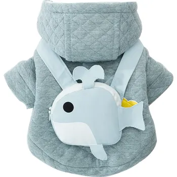 

Whale Hoodie Pet Dog Clothes Cartoon Thicker Clothing Dogs Small Costume Cute Cotton Chihuahua Print Winter Blue Boy Mascotas