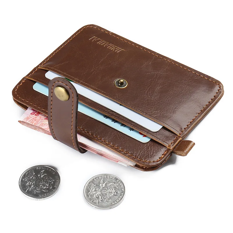 

Mini Card Holder Unisex Soft Leather Key Chain Bag Small Card Wallets Male Mini Leather Credit Card Case Zipper Coin Bags