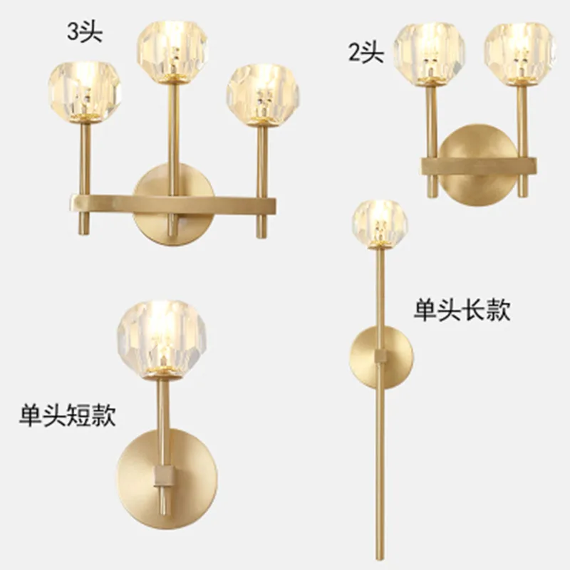 

Pure copper wall lamp postmodern contracted copper wall lamp K9 crystal porch balcony stair wall mirror wall lamp