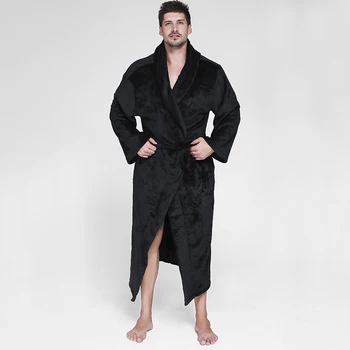 

Men Bathrobe Robes Sleepwear Winter Lengthened Plush Shawl Home Clothes Long Sleeved Robe Coat Ochtendjas Heren