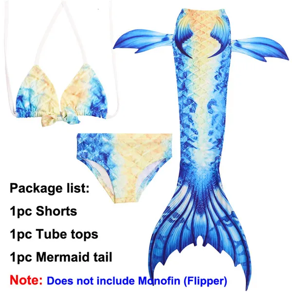 Mermaid Tail 5 Детский бикини в форме хвоста русалки для девочек, 3 предмета купальный костюм нарядная одежда Детский костюм косплей купальный костюм без флиппера - Цвет: Mermaid Tail 5