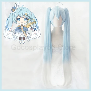 

2019 Snow Miku Cosplay Wig VOCALOID Hatsune Miku 100cm Straight Long Ponytails Light Blue Synthetic Hair Adult Comiket Show
