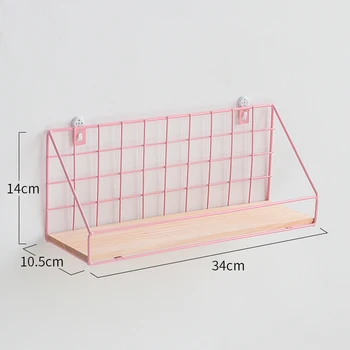 

Wall Decoration Hanging Rack Wall Display Storage Box Mesh Wood Iron Wall Shelf