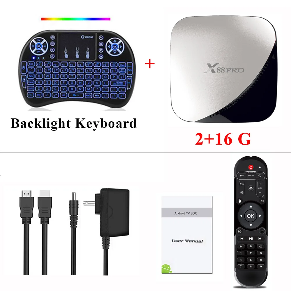 Crenova X88PRO четырехъядерный процессор RK3318 Android 9,0 телеприставка 4K проигрыватель google wifi 4G ram 16G 32G 64G rom Smart tv box - Цвет: 2 16G Keyboard