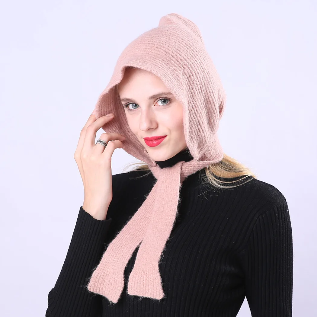 

Autumn & Winter Women's Knitted Wolf Grandmother Retro Wool Yarn Soft Warm Casual Little Red Riding Hood Earmuff Hat