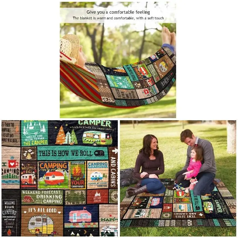 Hot Selling This Is How We Roll Camping Blanket Quilt Printed for Outdoor Traveling Picnics Beach