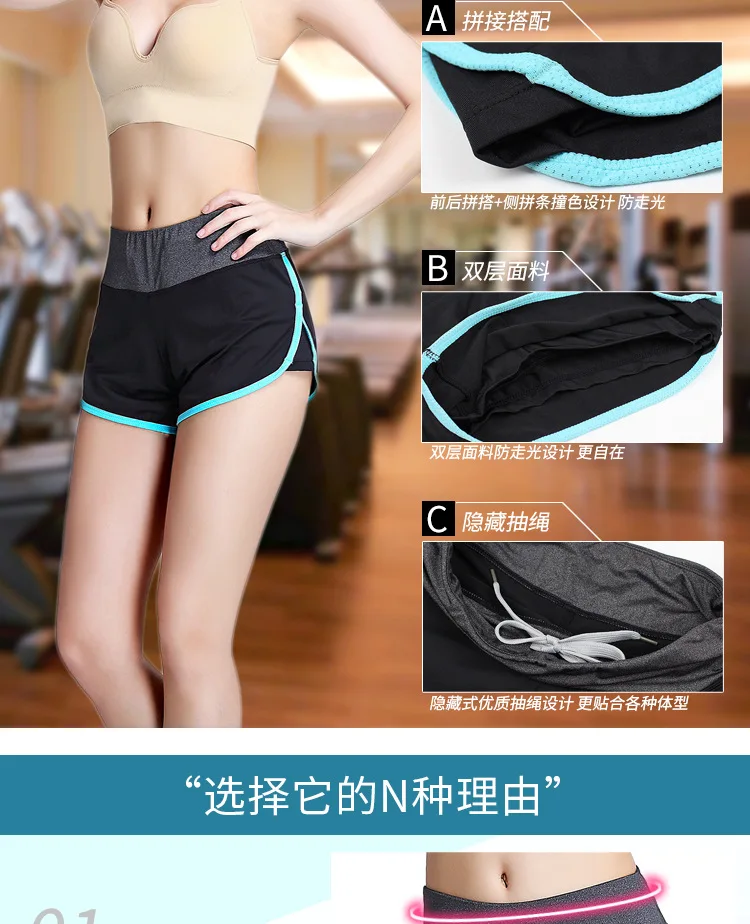 Женские обтягивающие шорты для йоги для похудения, быстросохнущие спортивные шорты для бега, двухсекционные шорты для спортзала