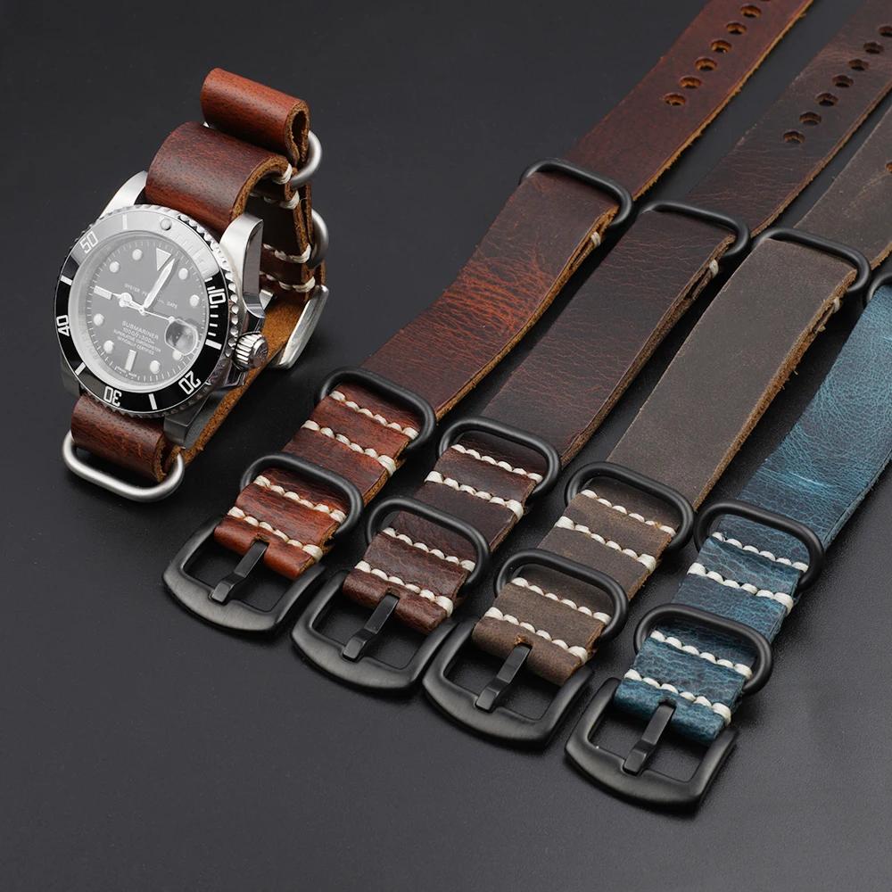 Crazy Horse Lederarmband 20mm 22mm 24mm Vintage Kaffeebraunes Rindslederarmband für Männer Frauen Armbänder Uhrenersatz – Detail 13