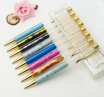 

Pattern Empty Tube Ballpoint Pen Self-filling Metal Crystal Ballpen With no Gold Foil Oil Roller Ball Pen