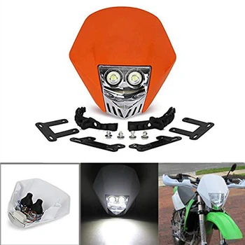 

Motorcycle Headlight,Dual 5W LED Bulbs 12V Universal Modified Headlight head light lamp for Motorcycle Dirt Pit Bike forMX XC EX