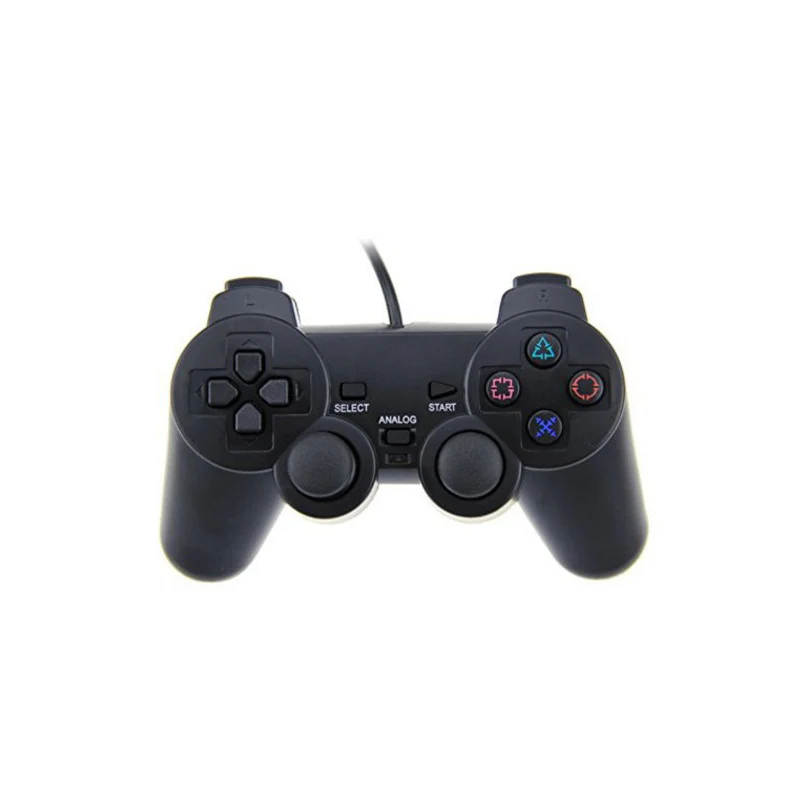 Проводной геймпад для PS2 контроллера P2 Dualshock игровой коврик джойстик для PS 2/P 2 консоли - Цвет: black