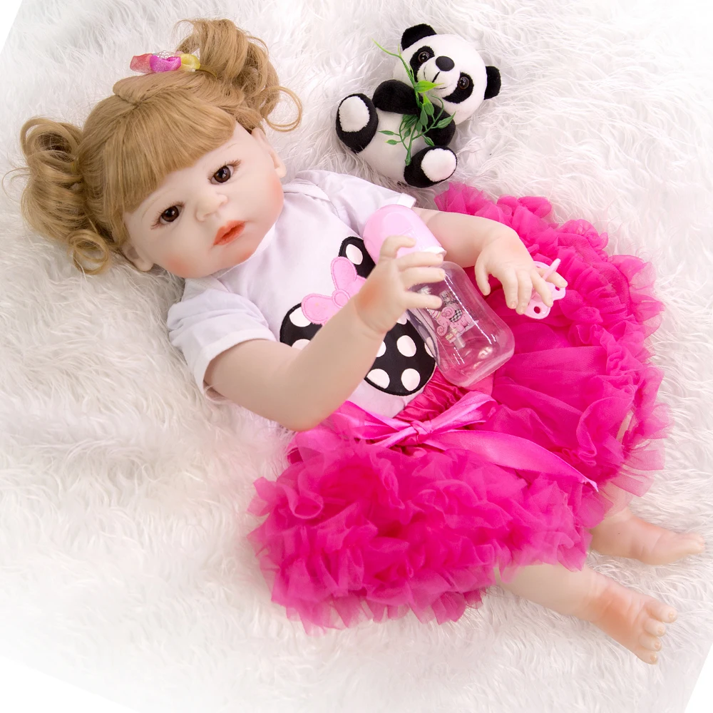 Кукла-реборн младенец игрушка для новорожденной куклы bebe 57 см, платье принцессы для маленькой девочки, мягкое Силиконовое банное платье, анатомически корректное