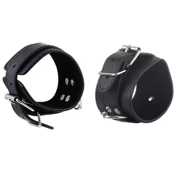 Metal small large size leather bondage handcuff with chain anal beads butt plug set bell ring insert sex toy couple game 4