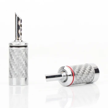 

4Pcs High Quality Rhodium Plated BFA Banana Plug Carbon Fiber Audio Speaker Cable Socket Jack Connector