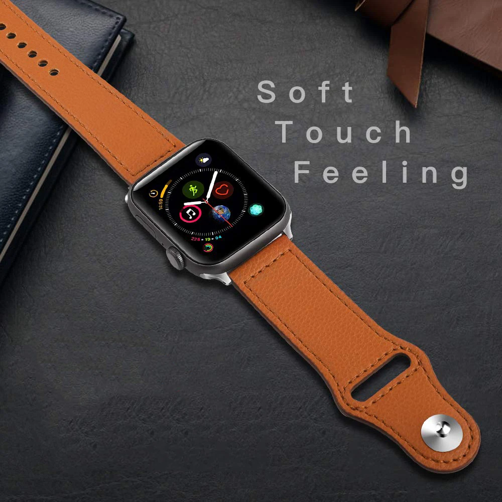 Ремешок из натуральной кожи для Apple Watch band 38 мм 42 мм Новый двухцветный браслет для iwatch series 1 2 3 4 44 мм 40 мм аксессуары петля