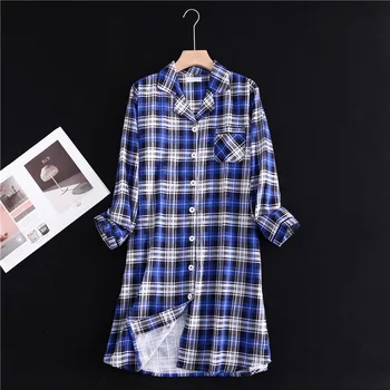 

Ladies New Style Camisola Feminina Dormir Cotton Brushed Lapel Button Sexy Night Dress Casual Home Nightdress Babydoll Mujer