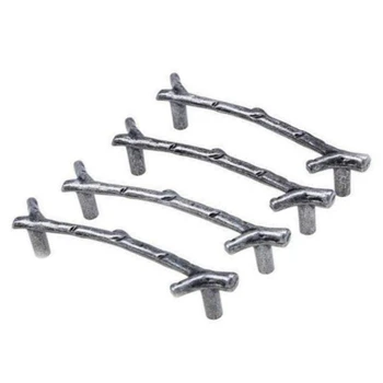 

4 Pack Twig Branch Cabinet Knobs Hole Zinc Alloy Vintage Tree Drawer Pull Handles for Farmhouse Cabin Mountain House Kitchen Cup