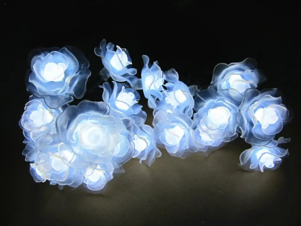 6 м 30LED солнечная розетка в форме розы, гирлянды для улицы, Рождественские Свадебные сказочные огни, вечерние гирлянды для занавесок, садовый декор