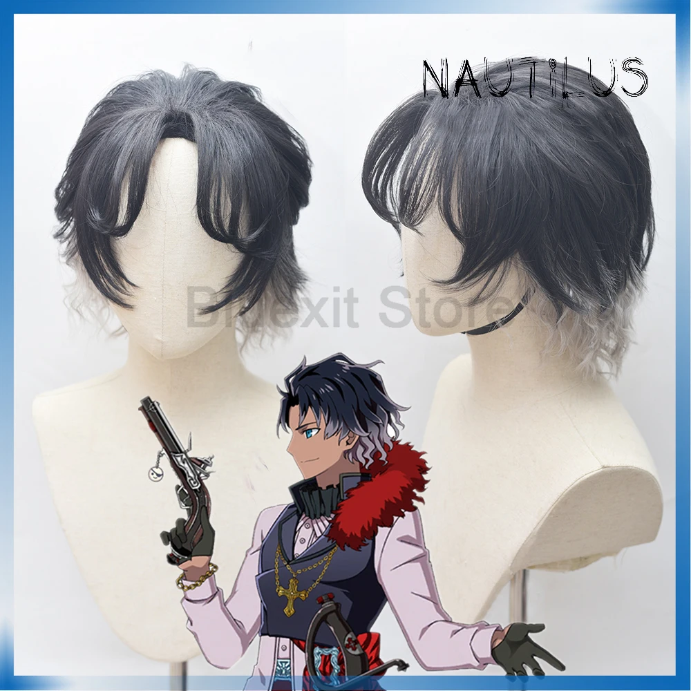 FGO MOON bartolomew Roberts парик Fate Grand Order Servant Rider Серый Белый Косплей Короткие вьющиеся