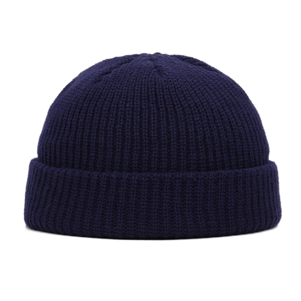 C2069-8Navy Blue Шапка для холодной погоды, Мужская зимняя женская осенняя и зимняя однотонная вязаная шерстяная шапка в стиле хип-хоп с изображением арбуза, снежная шапка - Цвет: C2069-8Navy Blue
