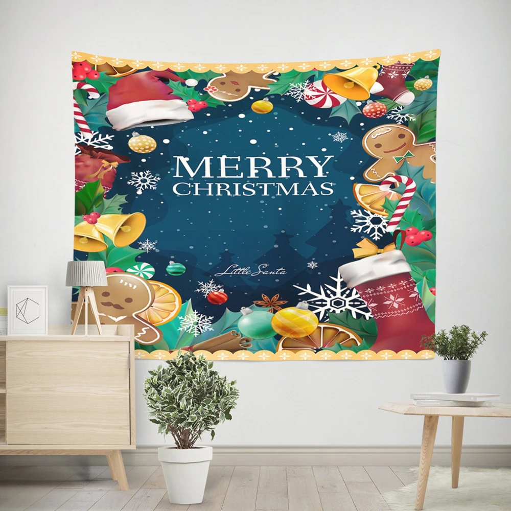 Merry Christmas гобелен лось Санта Клаус колокольчик гобелен вечерние декоративная настенная вешалка украшение для дома занавеска аксессуары