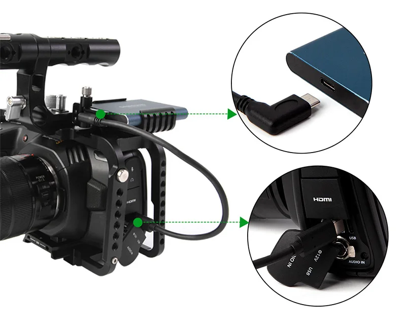 LanParte кабель usb type C для BMPCC 4K 6K Z cam для SSD для samsung SSD T5 для angelbird для wise