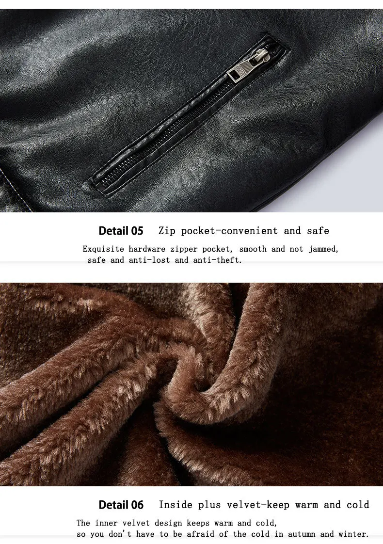 Pu Leather Coat Winter Men Leather Jacket Vintage Motorcycle 2021 Fur Lined Lapel Outwear Faux Leather Fashion Warm Mens Jackets genuine leather jacket mens