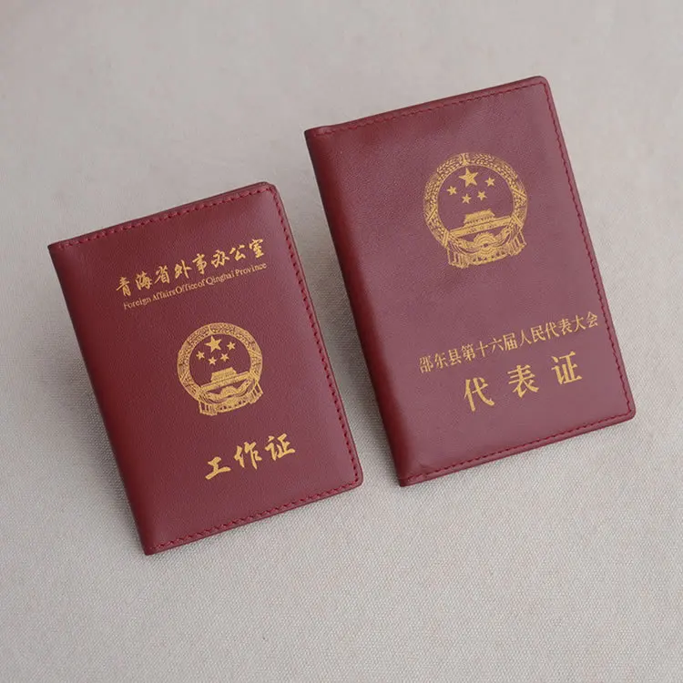 

Work Permit Representative Card Leather Case Genuine Leather Top Grade Cowhide Bronze Quoc Trung Certificate Holder Card Holder
