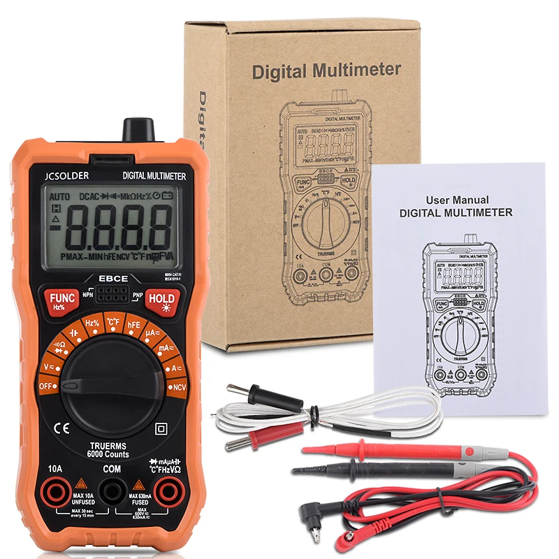 Wmore soldering iron Digital Multimeter 6000 counts Auto Ranging AC/DC voltage meter Flash light Back light Large Screen