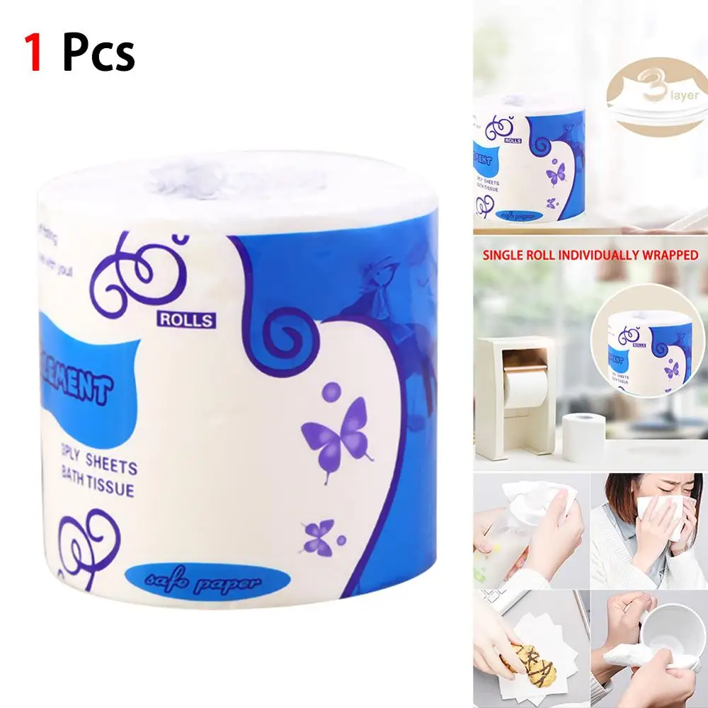 

High Quality 3 Ply Log Household Paper Tissue Rolls Thickened Roll Kitchen Toilet Soft And Comfortable Paper Daily Necessities