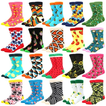 

Hot Men Cartoon Sock Anime Funny Happy Personality Fruit rhombus Crew Socks Men's Sox Hip Hop Street Fashion Skarpety Long Socks