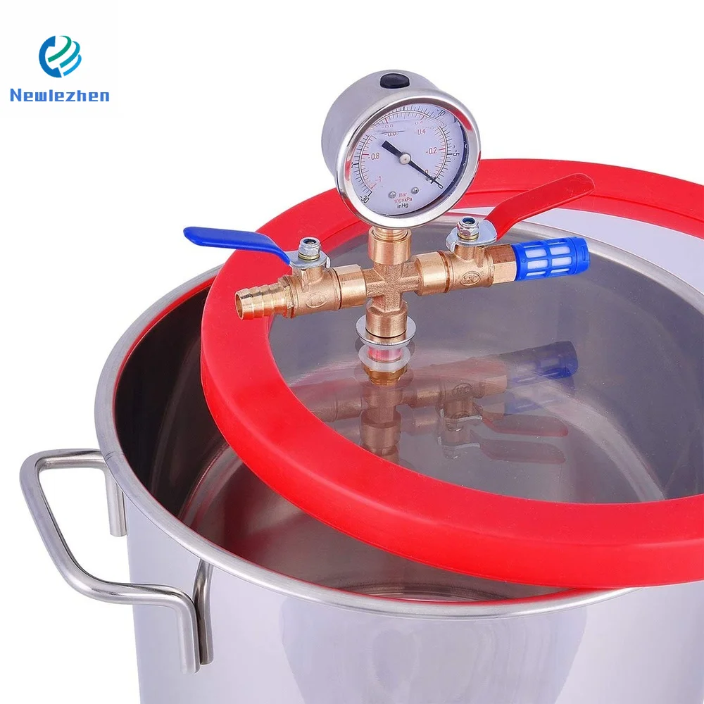 Stainless Steel 2-6Gallon + Vacuum Pump Degassing Silicone Defoaming Deaeration Vacuum Chamber Sealer Kit rotary vane vacuum pump