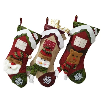 

3Pcs Christmas Tree Hanging Party Tree Xmas Decor Christmas Stocking Gift Candy Bags Lovely Gift Bag for Children 47cm