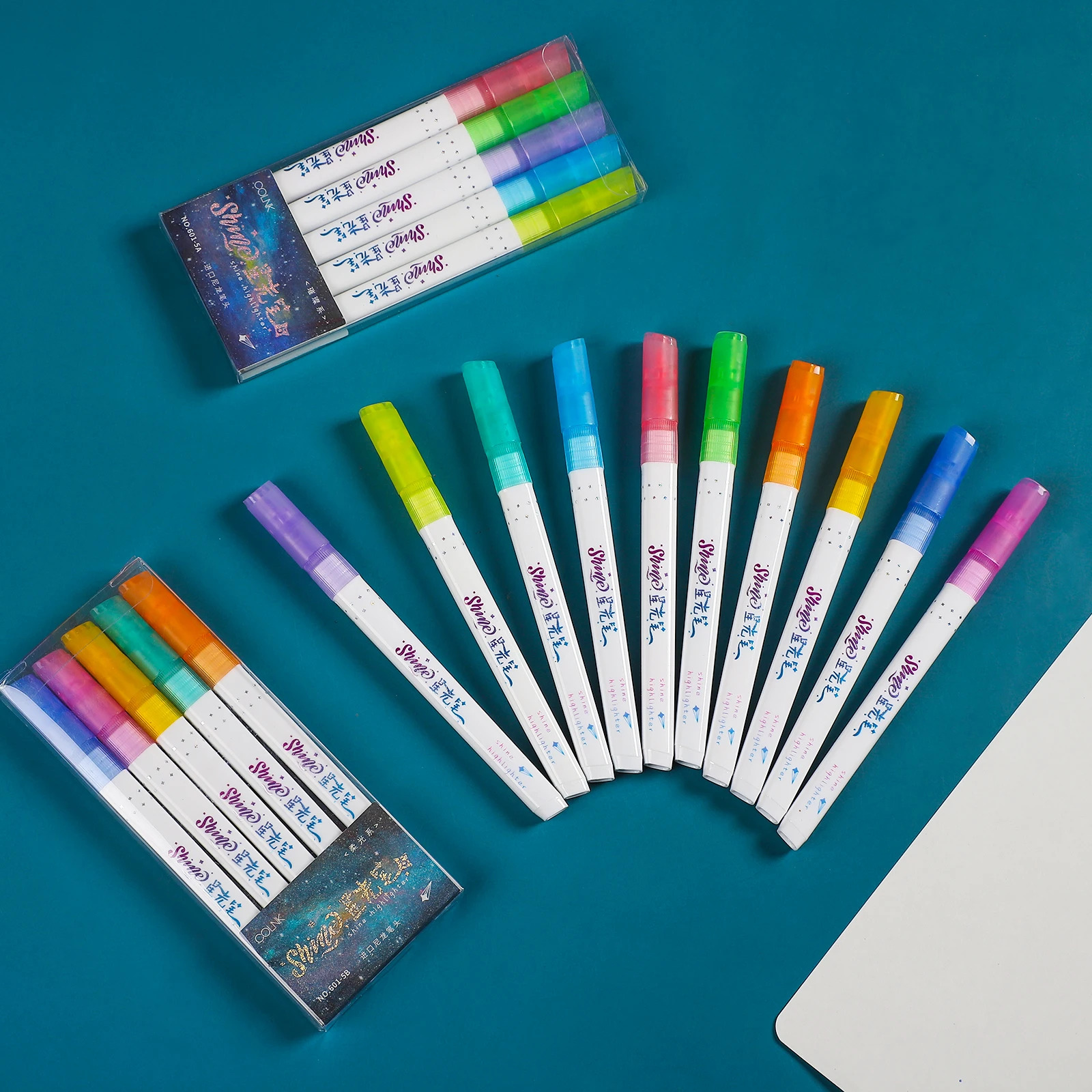 5 Pcs/Box Shiny Highlighter Pens Students Creativity Art Painting Sketches Marker School Office Stationery Supplies Kawaii | Канцтовары