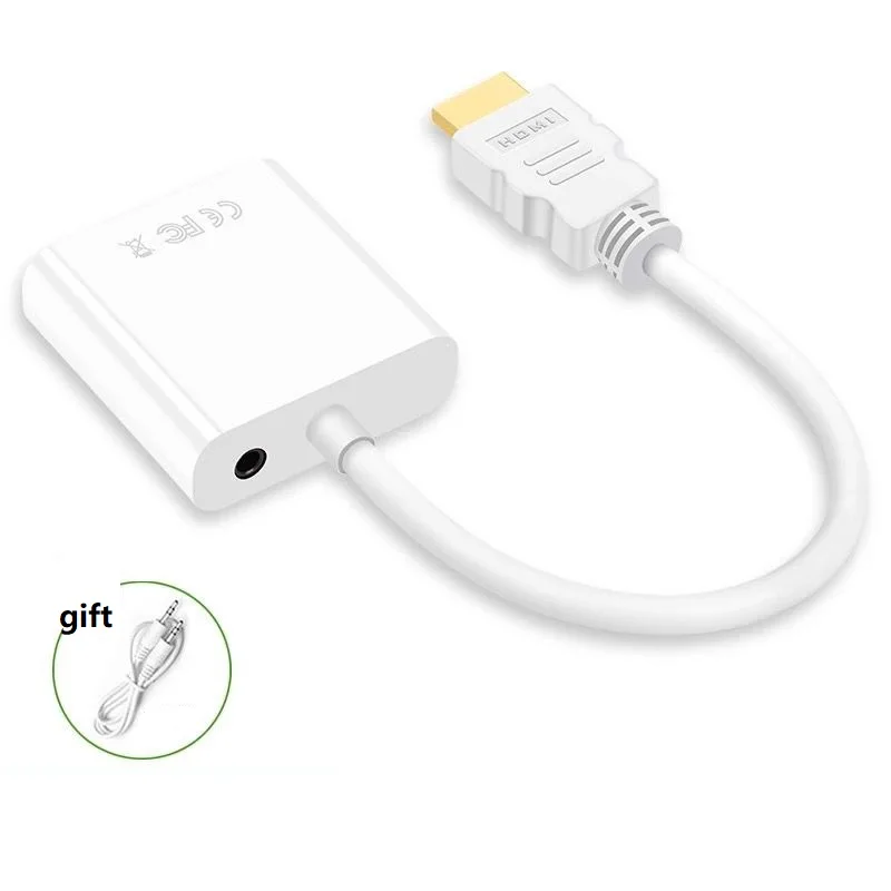 Адаптер hdmi-vga Мужской конвертер с разъемом адаптер 1080P цифровой аналоговый видео аудио для ПК ноутбука планшета - Цвет: White SET 2