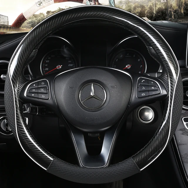 Carbon Fibre+Leather Car Steering Wheel Cover For VW GOLF 7 2015 POLO JATTA Passat Tiguan For Nissan Qashqai J11 X-trail T32 Black O Shape