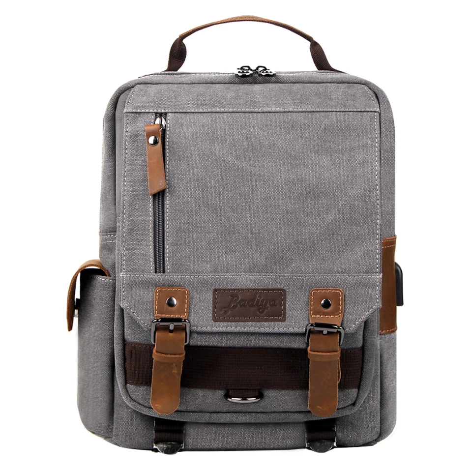 

Small Travel Backpacks Men Solid Canvas Shoulder Bags Male Vintage College Student Book Pack Capacity Less 20L Compute Backpack