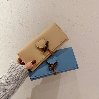 

Toposhine Women Heart Wallets PU Leather 2020 Spring Lady long Wallets Female Lady Solid 5 Color Cover Purses for Fashion Women