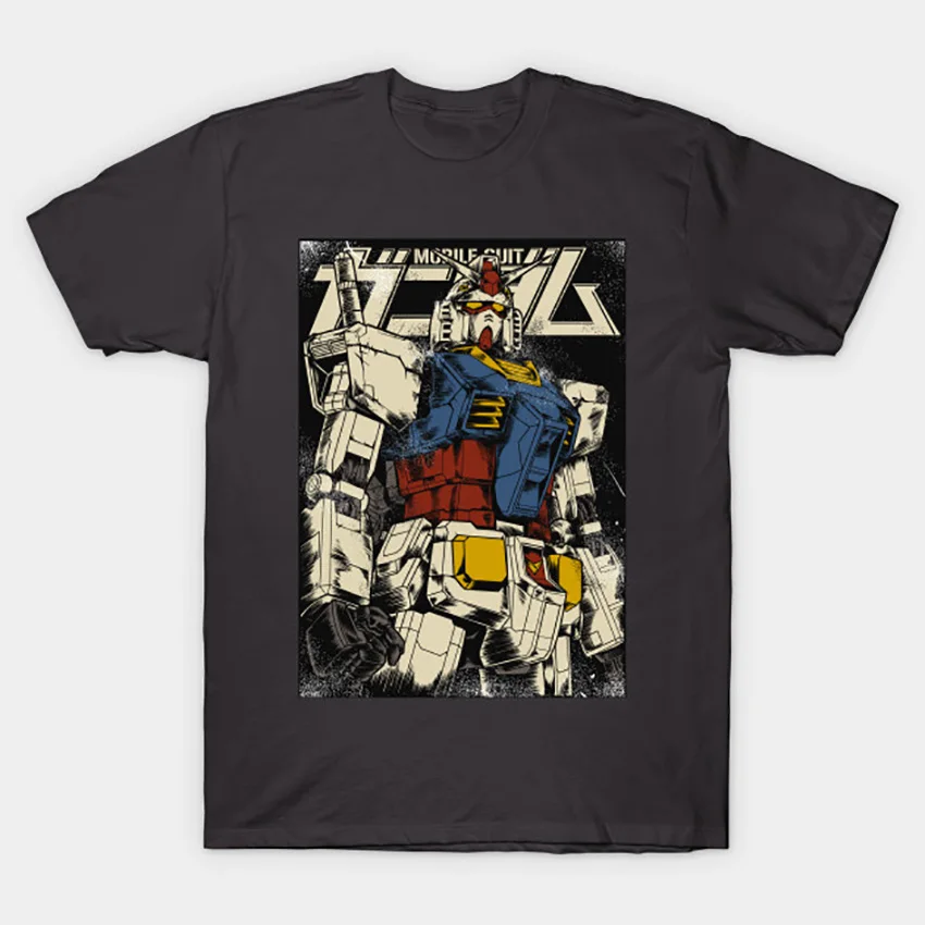 Темно-серый Первый Гандам цветной вер. Футболка Gundam футболка мобильный костюм gunpla Япония гигантский Робот Ретро Винтаж Японский zeon zaku Манга - Цвет: Темно-серый