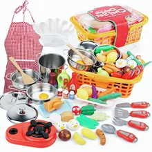 Juguetes de cocina para niños, utensilios de simulación, sartenes, muebles para niños y juego de Juguetes