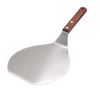 

Stainless Steel Pizza Ahovel Round Cake Transfer Device Solid Wood Handle Blade Edge Pizza Shovel for Baking Homemade Pizza Brea