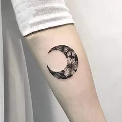 Black Moon Flower Fake tattoo Water Transfer Waterproof Temporary Sticker Women Men sexy Beauty Body Art Cool Stuff Arm Art