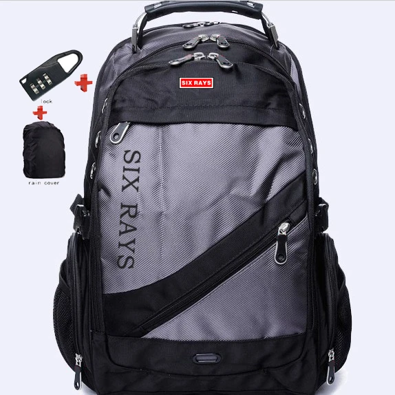 Серый SIXRAYS мужская сумка для ноутбука Внешний USB зарядка Компьютерные рюкзаки противоугонные мужские водонепроницаемые сумки женский рюкзак с замком дождевик - Цвет: Серый