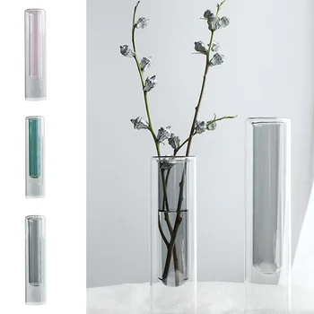 

Nordic 2-color Test Transparent Tube Glass Vase Simple Hydroponic Plant Flower Home Decor @LS