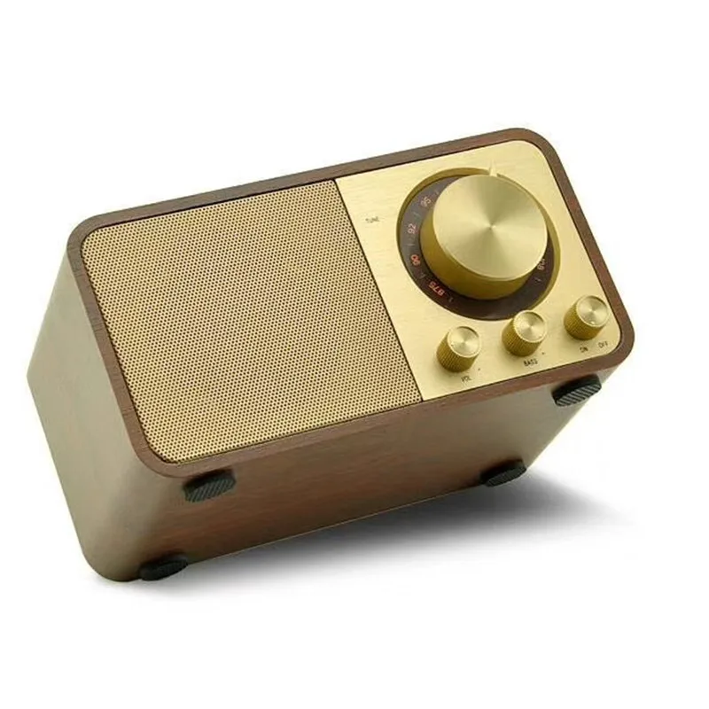 Najtaniej Retro przenośny głośnik bluetooth drewniane Plug in karty Radio FM z anteny odtwarzacz bezprzewodowy Audio Subwoofer Caixa De, aby F4075